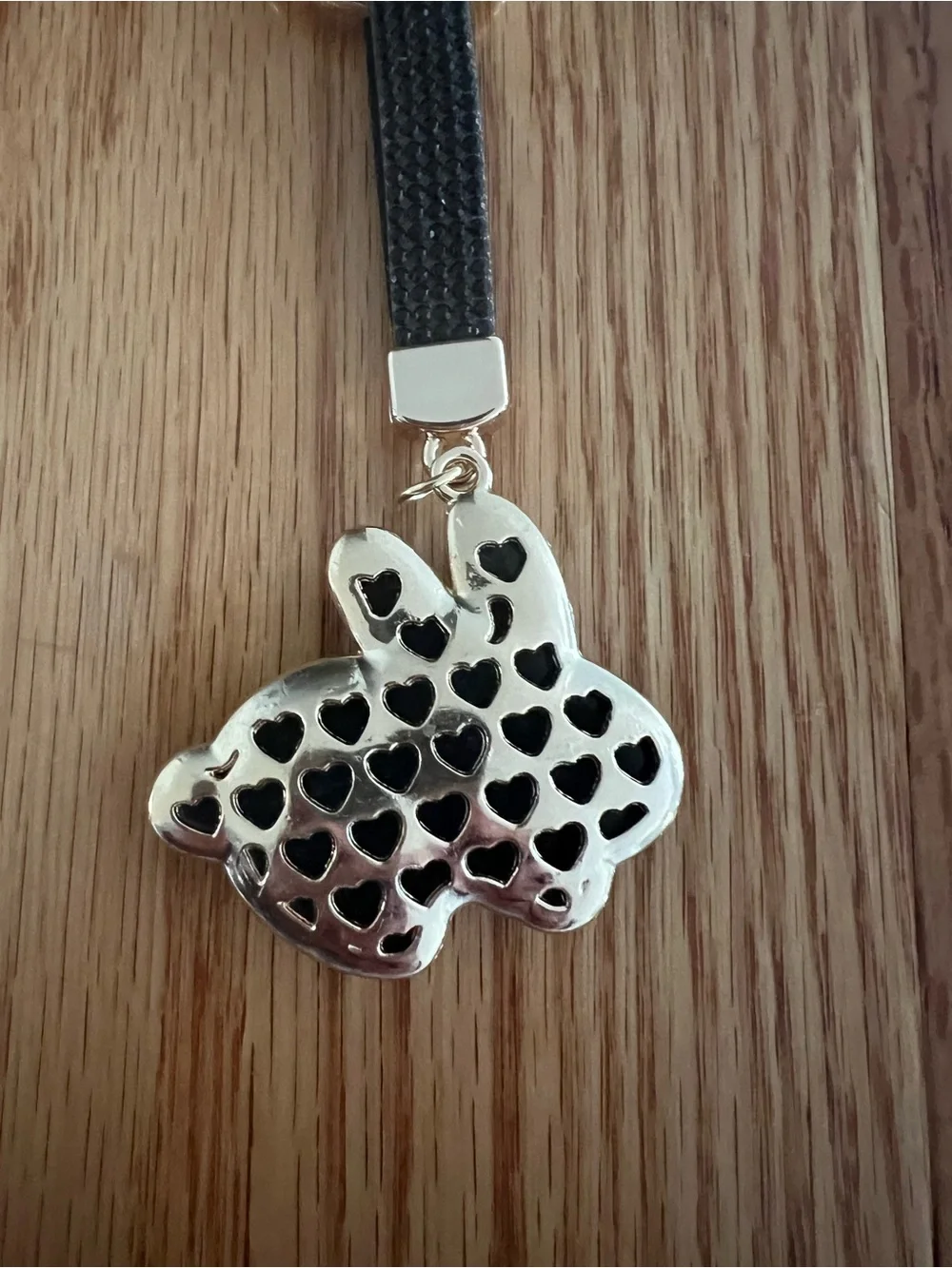 Reversible Bunny Charm Keychain - Black Sparkle